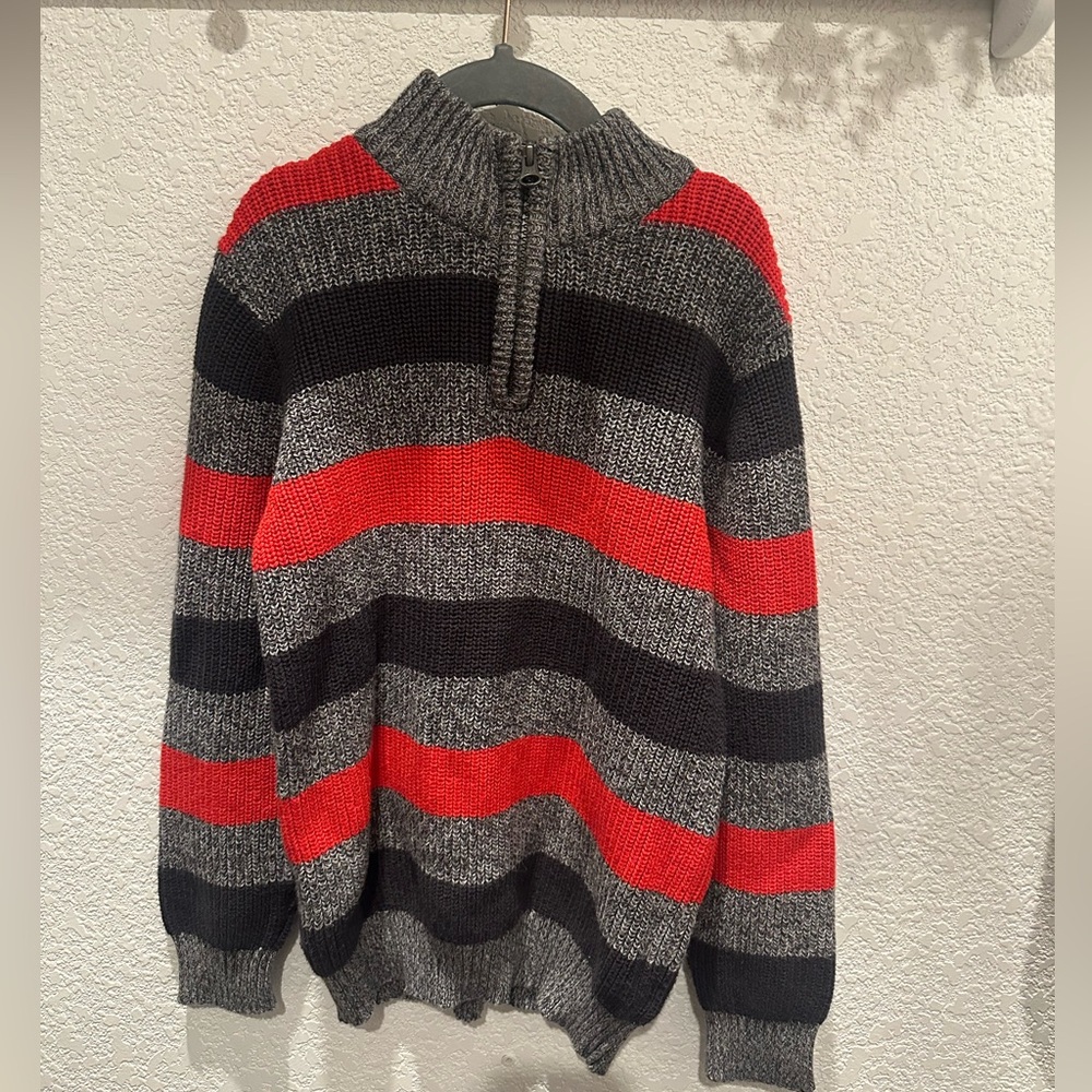 Vintage Oshkosh B'Gosh Little Boys Size 7 Cotton 1/4 Zip Front Pullover Sweater